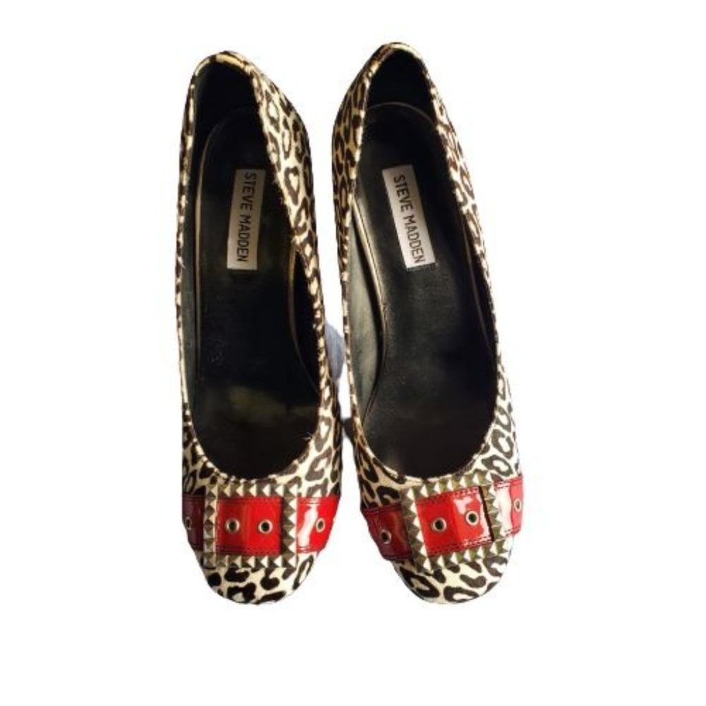 Steve Madden Women's Mindy Leopard Print Faux Fur Block Heel Stiletto‎ Size 9.5M - Picture 5 of 11